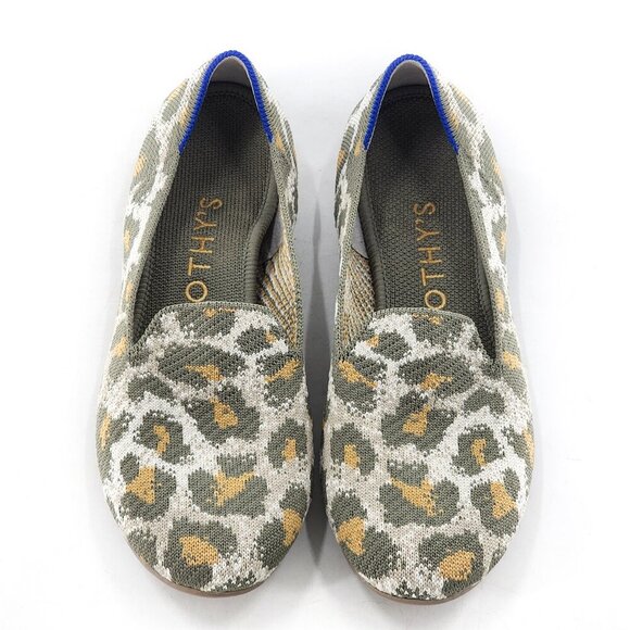 ROTHY'S Smoke Spot Retired Print Loafer Slip On Flats Leopard Print Green - Picture 1 of 10